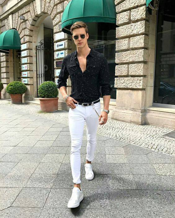 Black Shirt, Semi Formal Clothing Ideas With White Casual Trouser ...