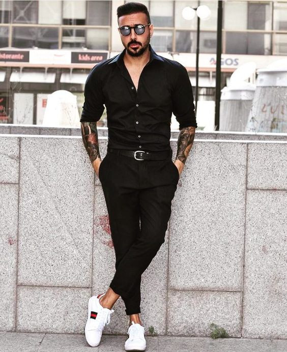 Black Cardigan, Men's Outfits With Black Suit Trouser, All Black Outfit ...