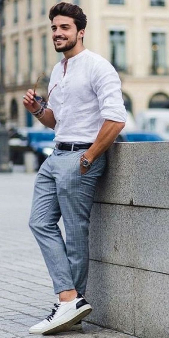 White Shirt, Men Shirts Fashion Wear With Grey Suit Trouser, Formal Men ...