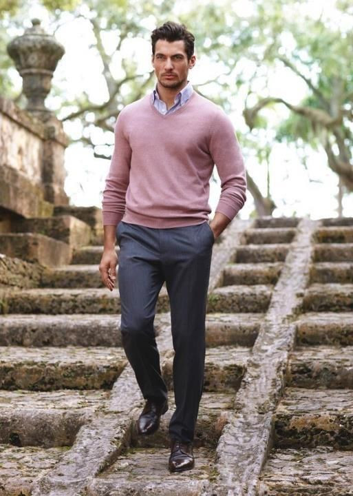 Pink Sweater, Men's Winter Fashion Ideas With Black Casual Trouser, Pink  Shirt Outfit Men | Polo shirt, casual wear