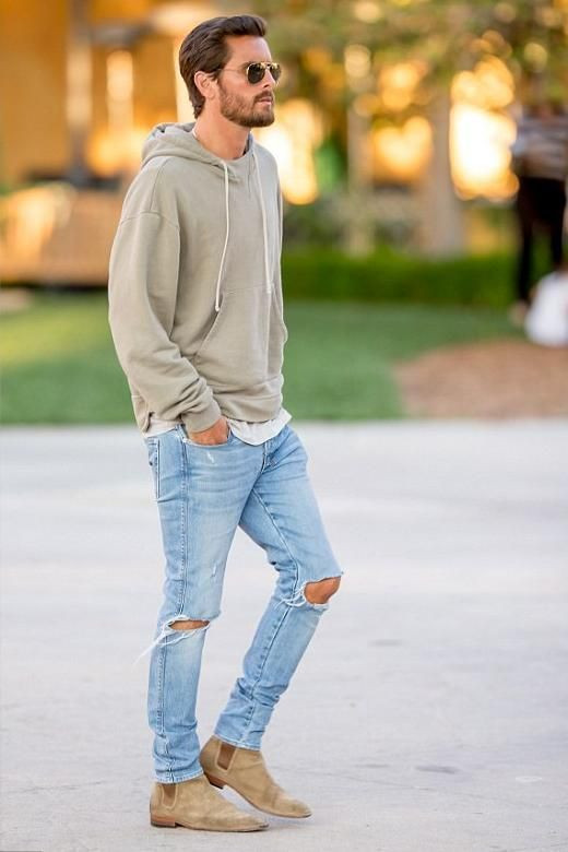 Beige Hoody, Chelsea Boots Fashion Tips With Light Blue Jeans, Mens Chelsea  Boots Outfit | Men's boot, men's style, chelsea boot