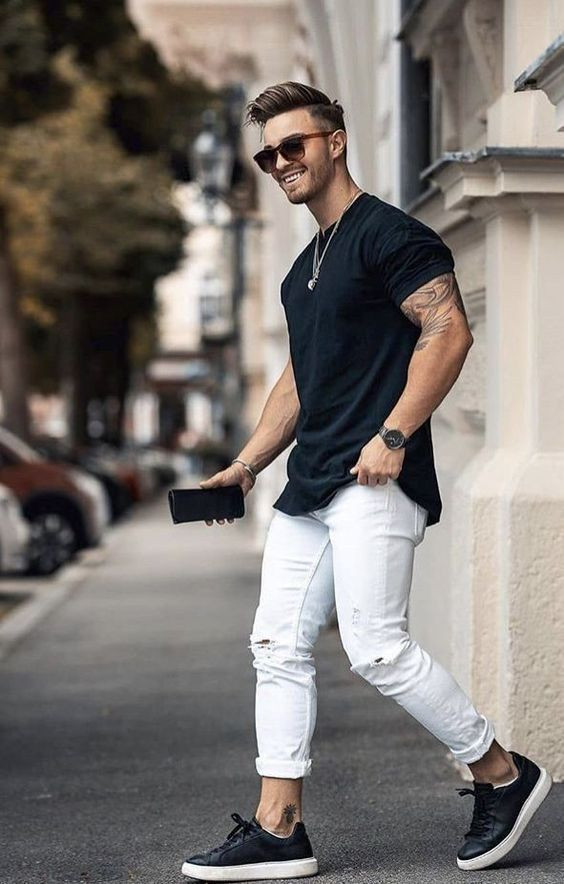 White Casual Trouser, Stylish Fashion Trends With Dark Blue And Navy T ...