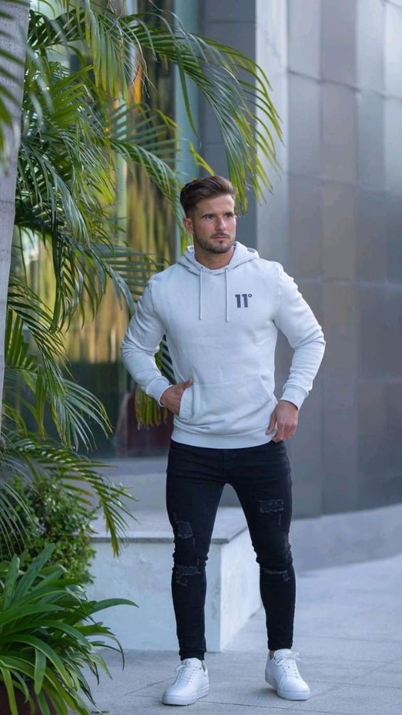 White and Black Hoodie Outfits For Men (402 ideas & outfits