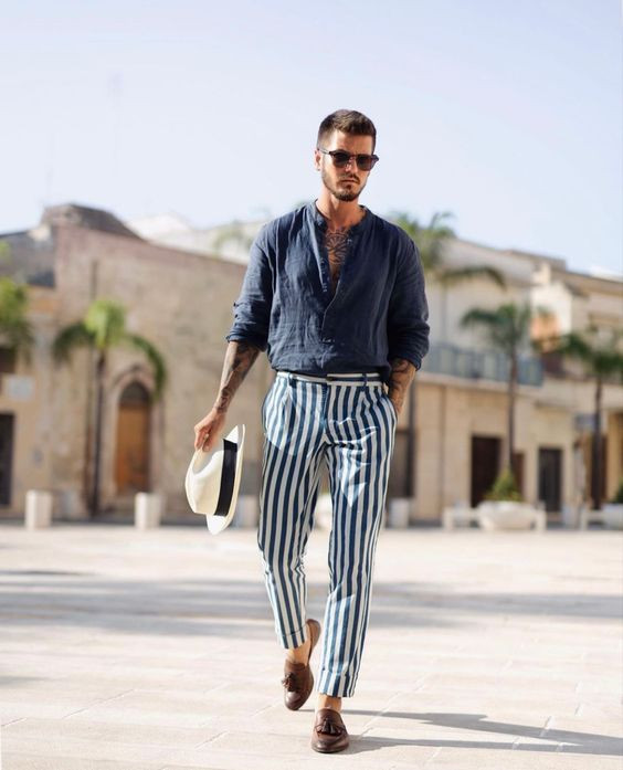 35 Best Striped Pants Outfit For Men Images in August 2023