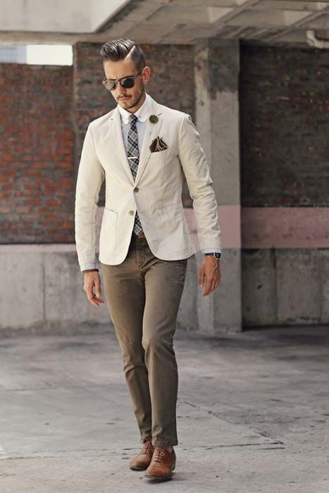 Beige Suit Jackets And Tuxedo, Blazer Outfit Designs With Green Casual  Trouser, Cream Blazer Mens Outfit | Men's style, men's apparel, men's  clothing