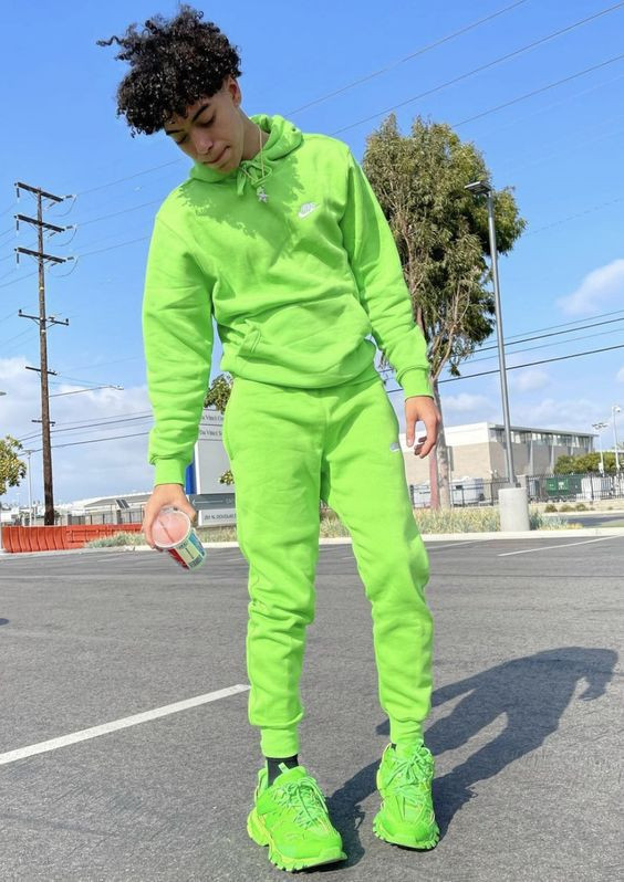 Green Hoody, Neon Outfits Ideas With Green Casual Trouser, Mens Neon ...