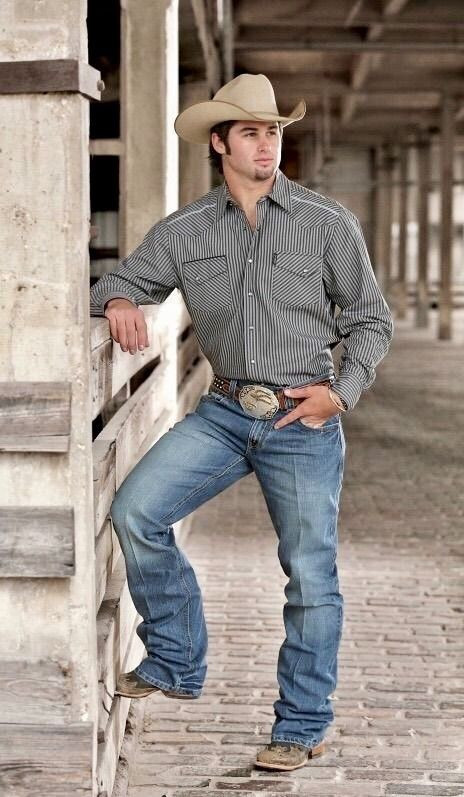 Grey Shirt, Cowboy Wardrobe Ideas With Light Blue Casual Trouser, Cowboys Man: 