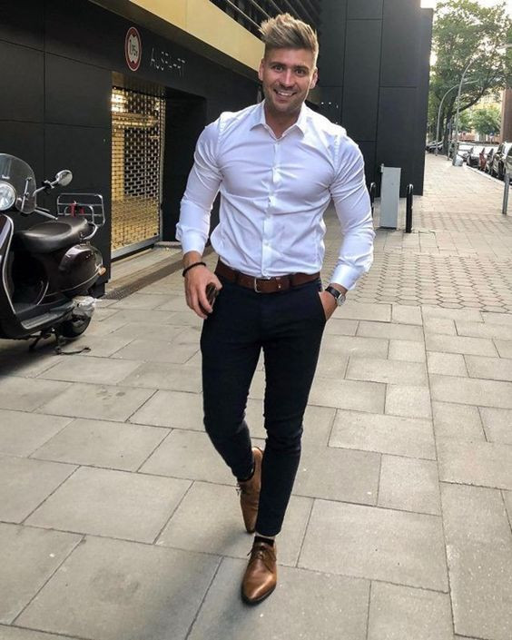 Black Casual Trouser, Men's Outfit Trends With White Shirt, Black Pants ...