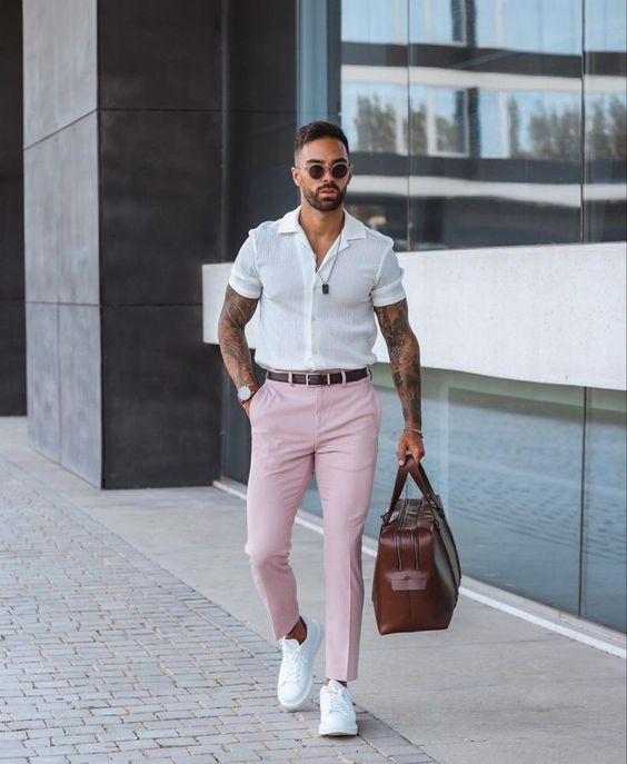 Pink Casual Trouser, Men's Fashion Wear With White Shirt | Men's style ...