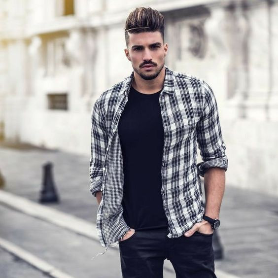 Shirt, Flannel Shirt Outfit Trends With Black Leather Trouser, Plaid ...