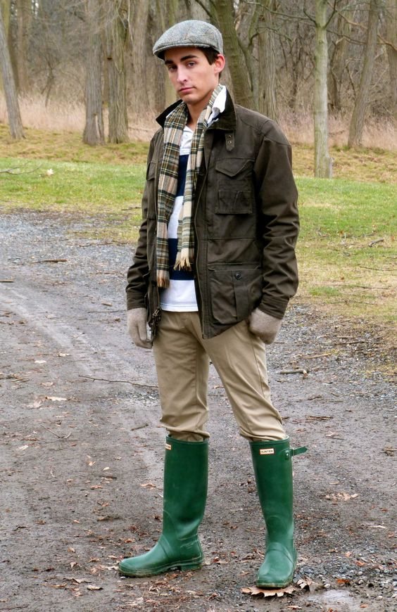 woordenboek Zeug scheerapparaat Green Casual Jacket, Scarf Clothing Ideas With Beige Casual Trouser, Outfit Rain  Boots Men | Men's clothing, wellington boot, hunter boot ltd, natural  material, stylish rain boots