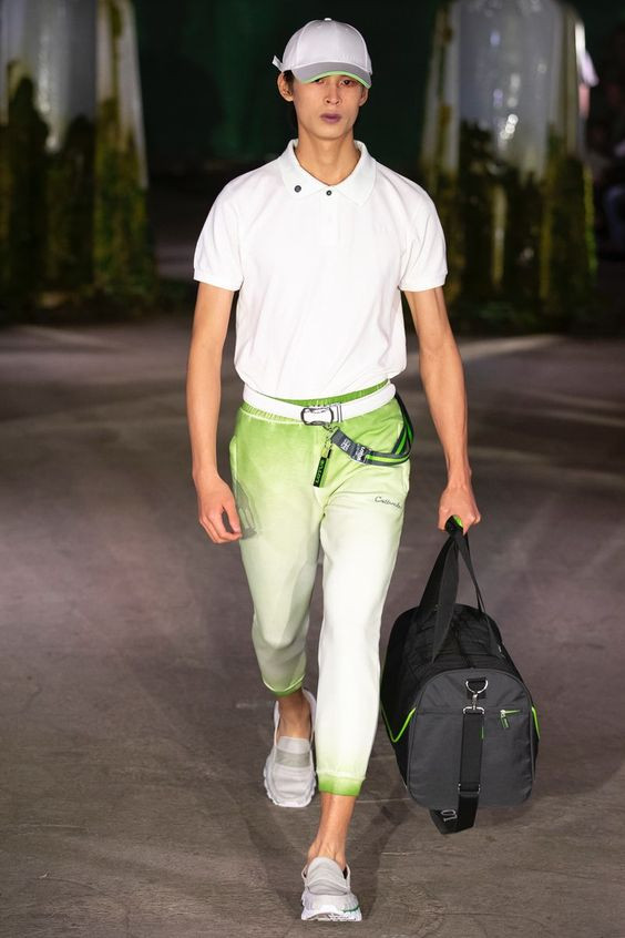 White Upper, Golf Fashion Wear With White And Green Casual Trouser, Fashion Model: 